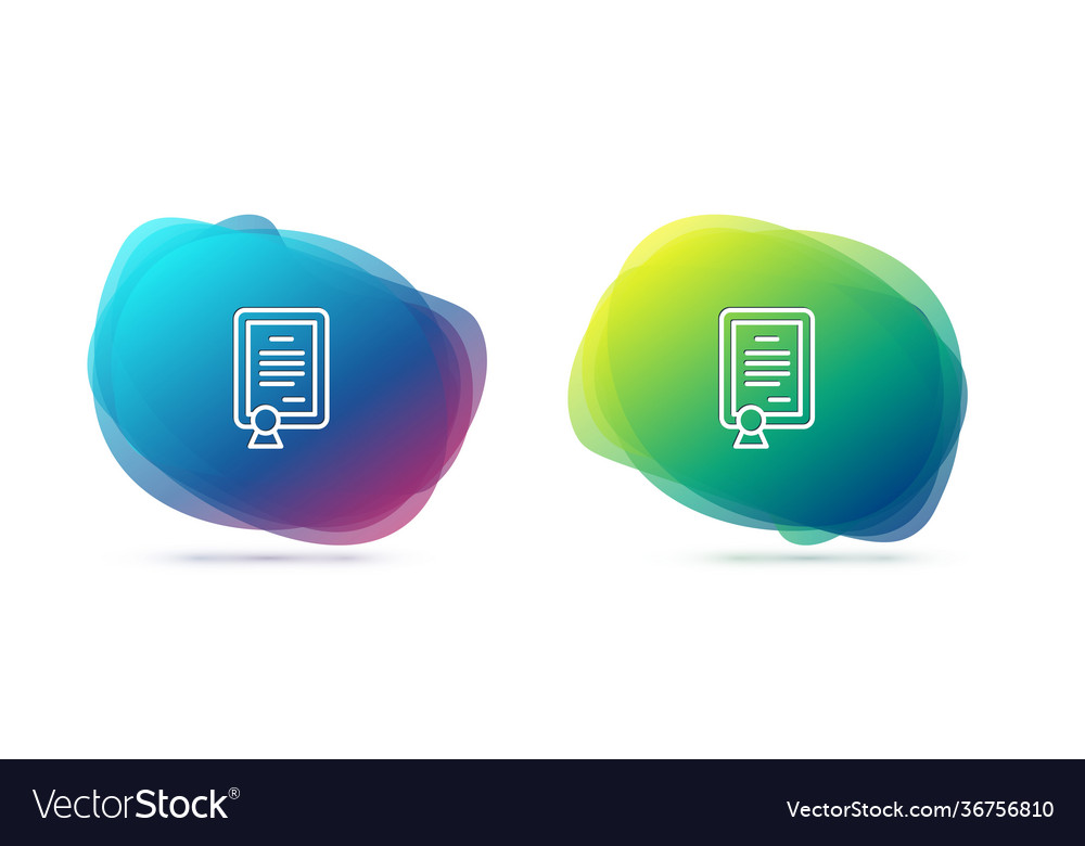 Set line certificate template icon isolated