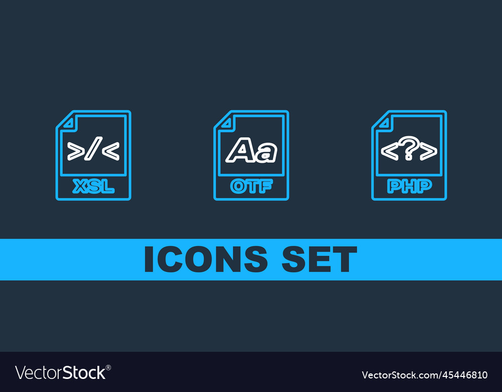 Set line php file document xsl and otf icon