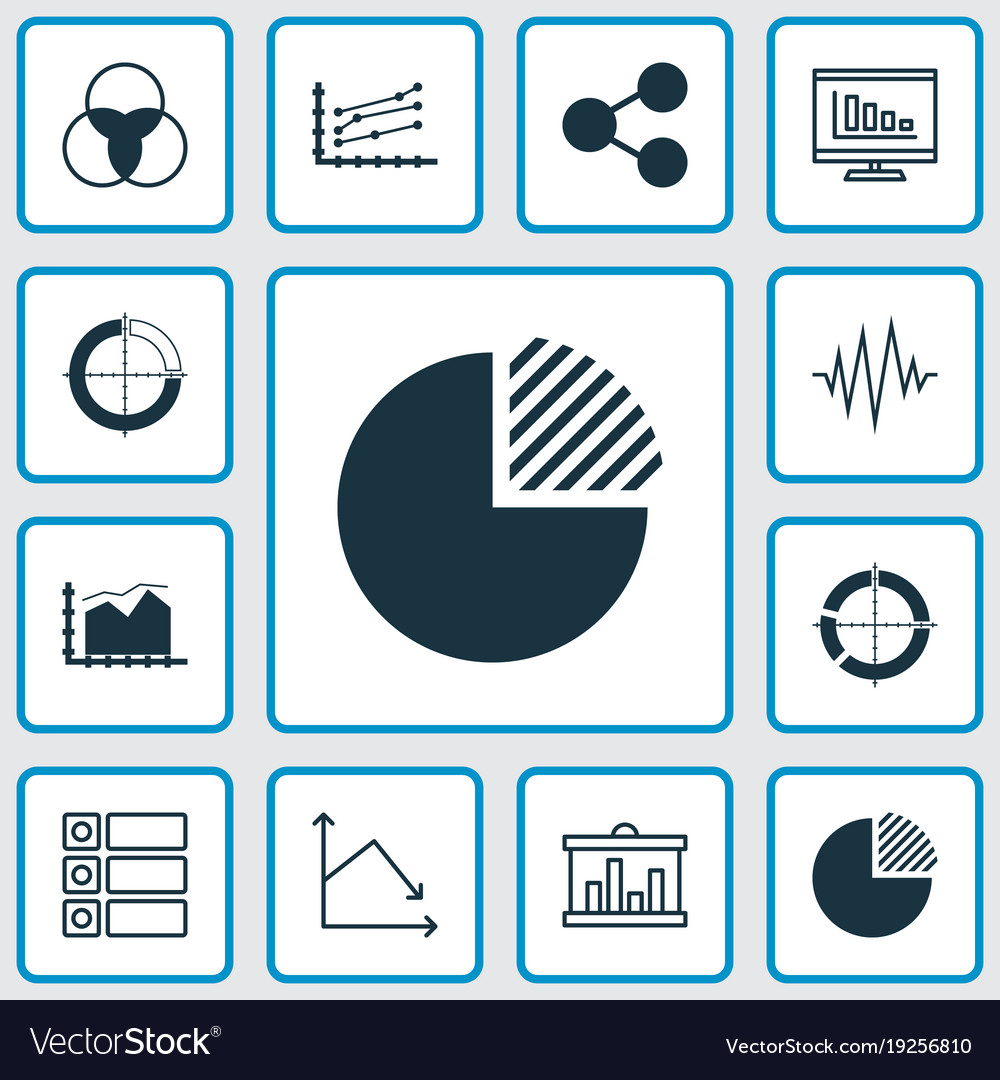 Set of graphs diagrams and statistics icons