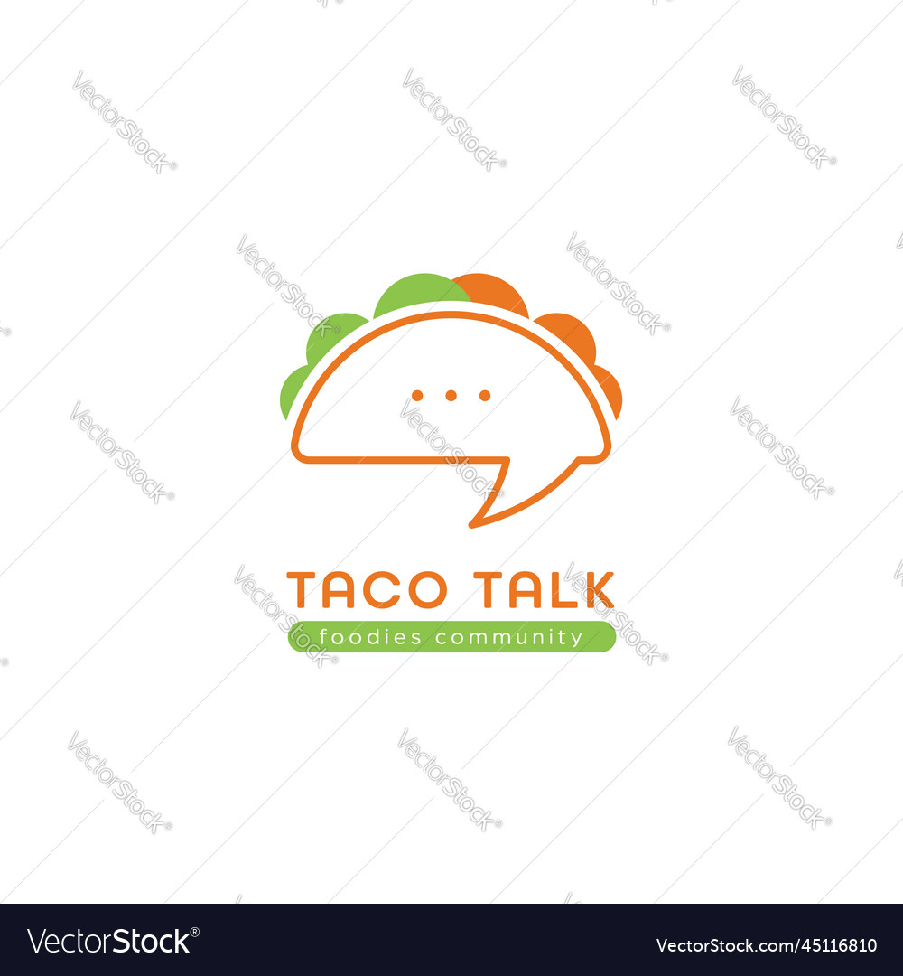 Simple mexican taco talk outline logo icon