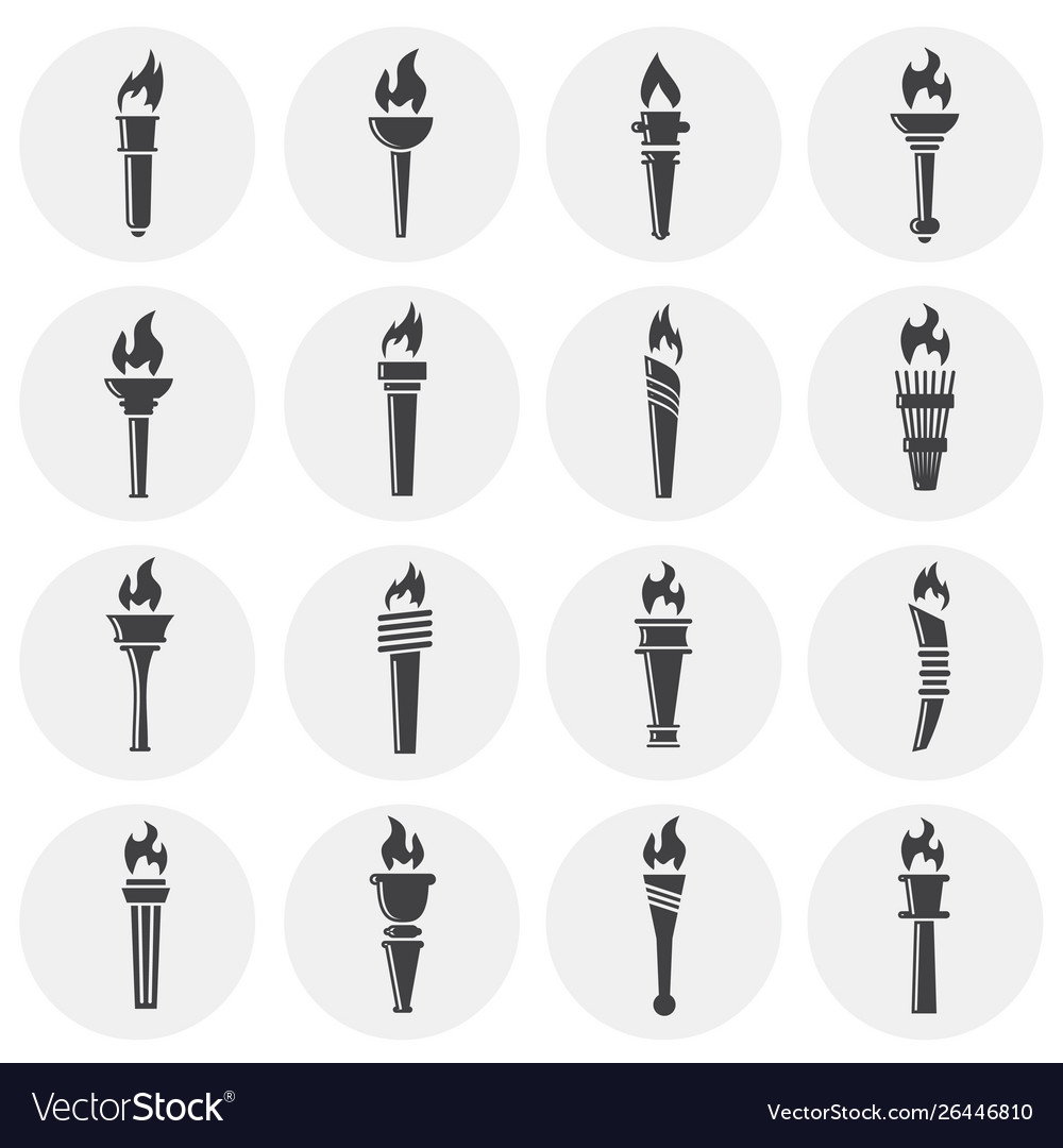 Torch icons set on background for graphic and web vector image Torch icons set on background for graphic and web