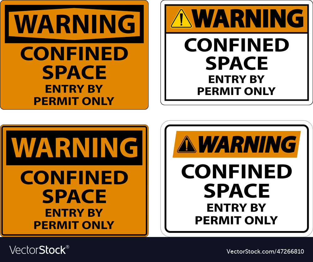 Warning confined space entry by permit only sign