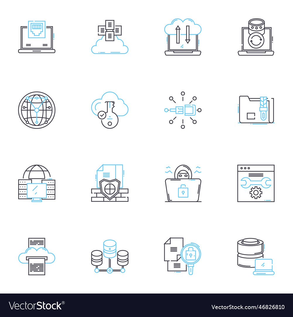 Web data linear icons set scraping crawling vector image Web data linear icons set scraping crawling