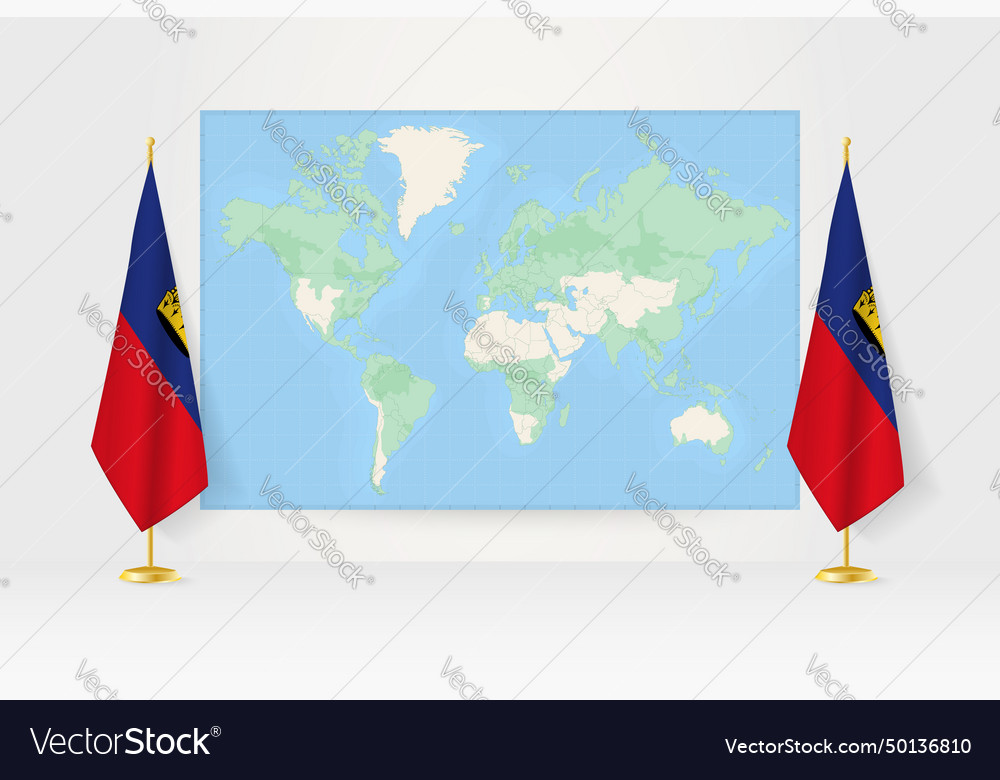 World map between two hanging flags