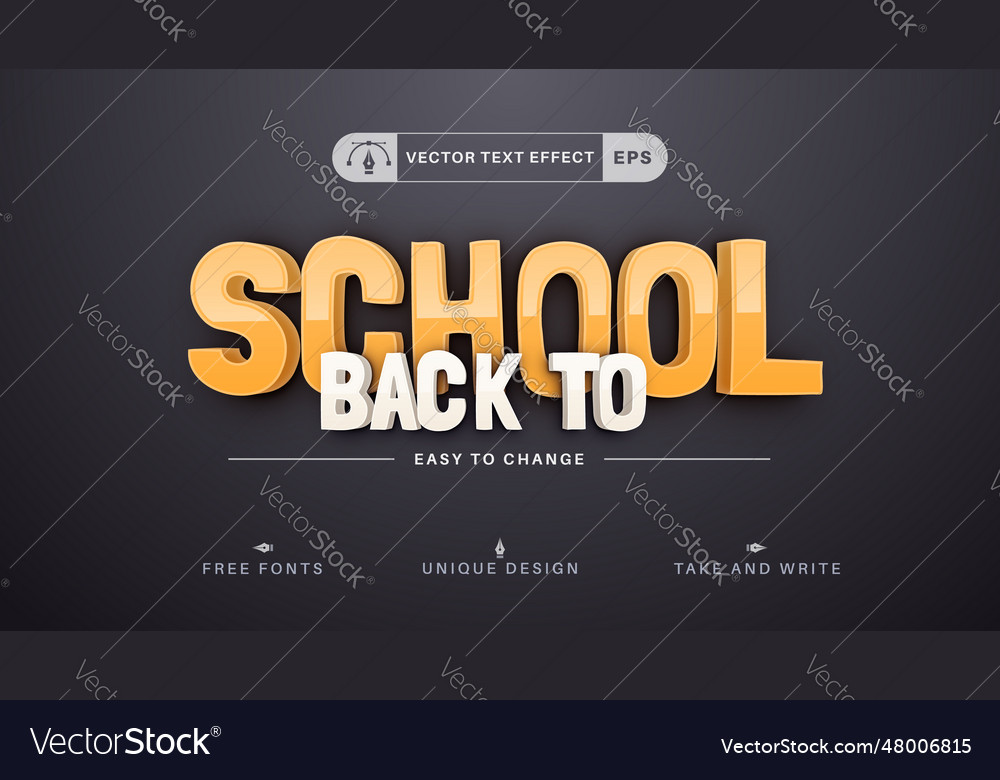 Back to school - editable text effect font style