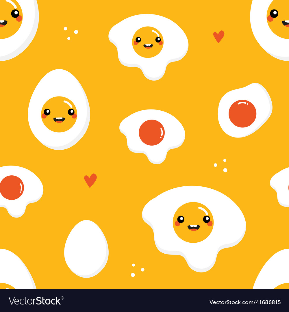 Boiled eggs and fried characters pattern