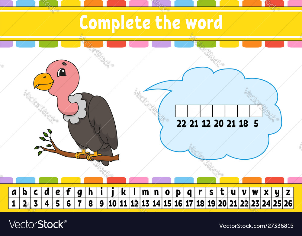 Complete words cipher code learning vector image Complete words cipher code learning
