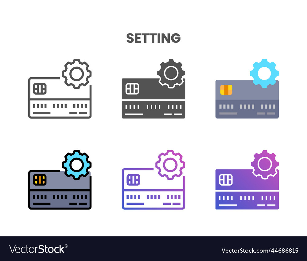 Credit card setting icon set with different styles vector image Credit card setting icon set with different styles