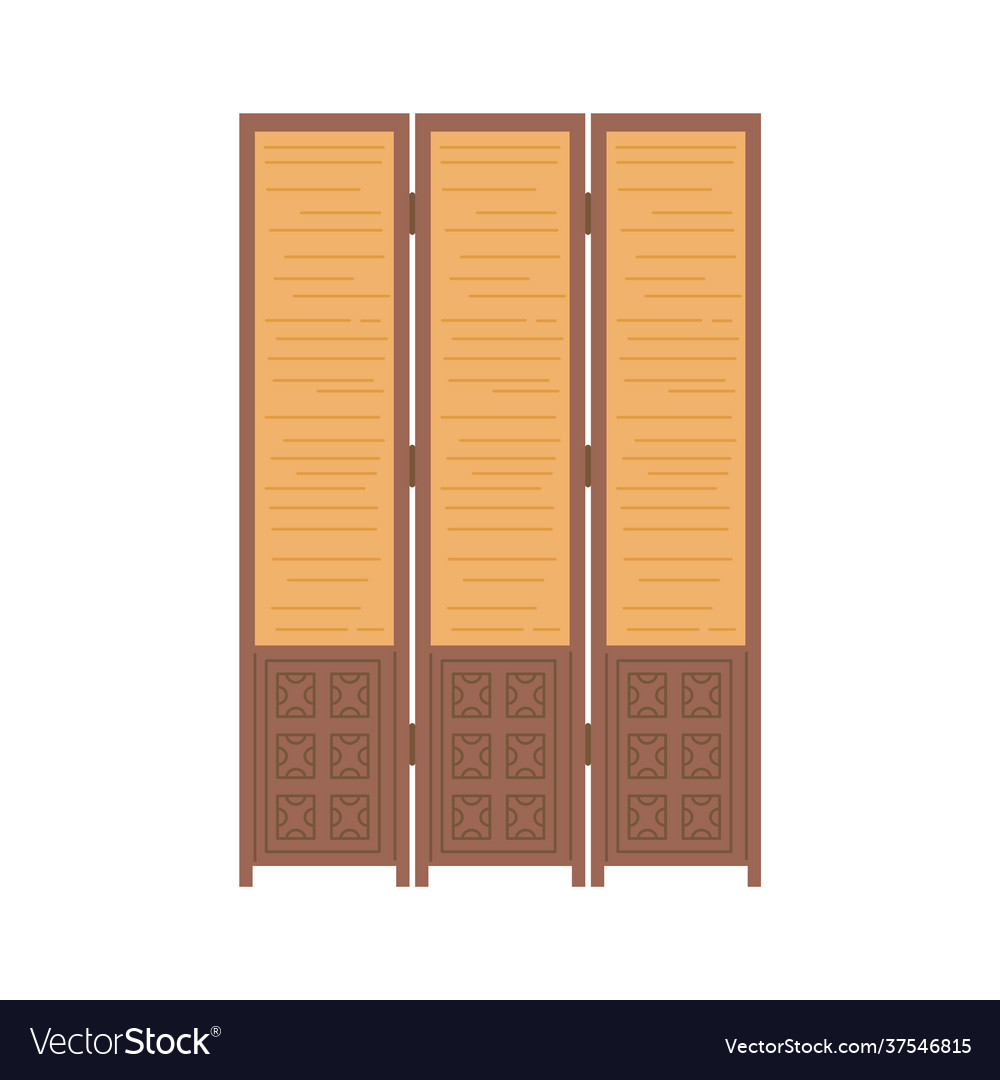 Folding screen or wooden room partition flat