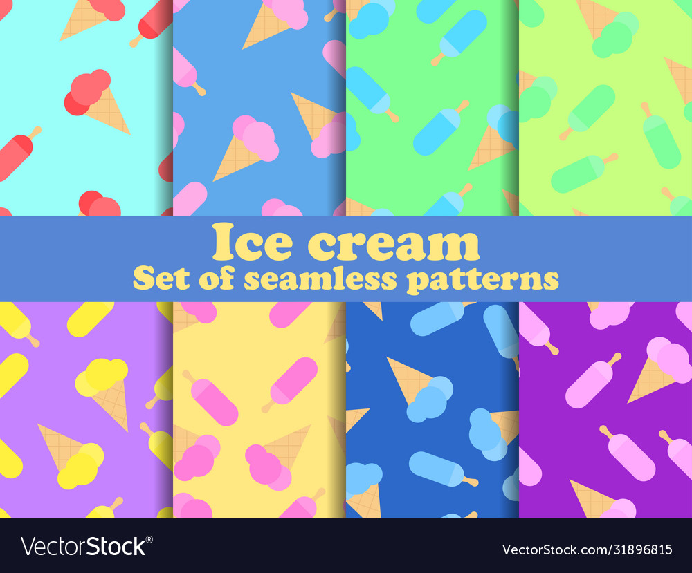 Ice cream set seamless pattern multi-colored