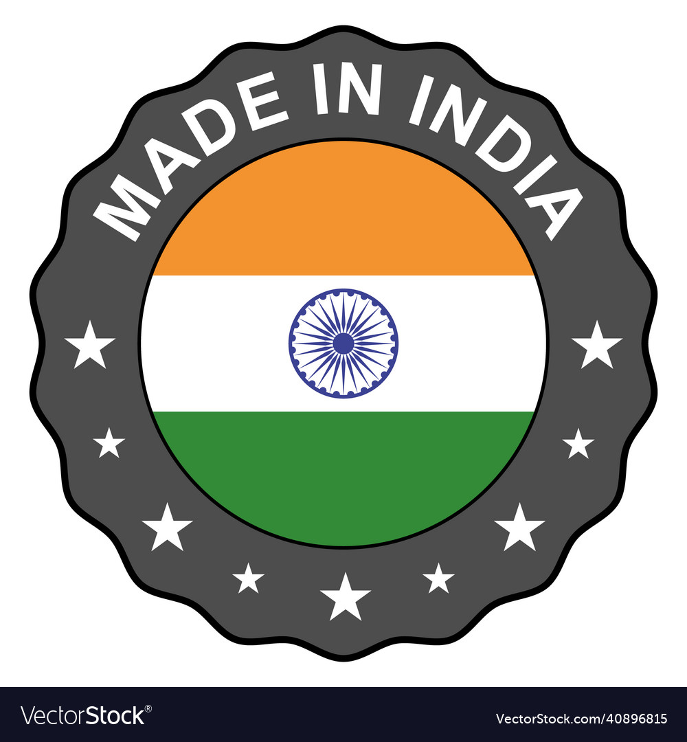 Made in india seal product tag label sign sticker Vector Image