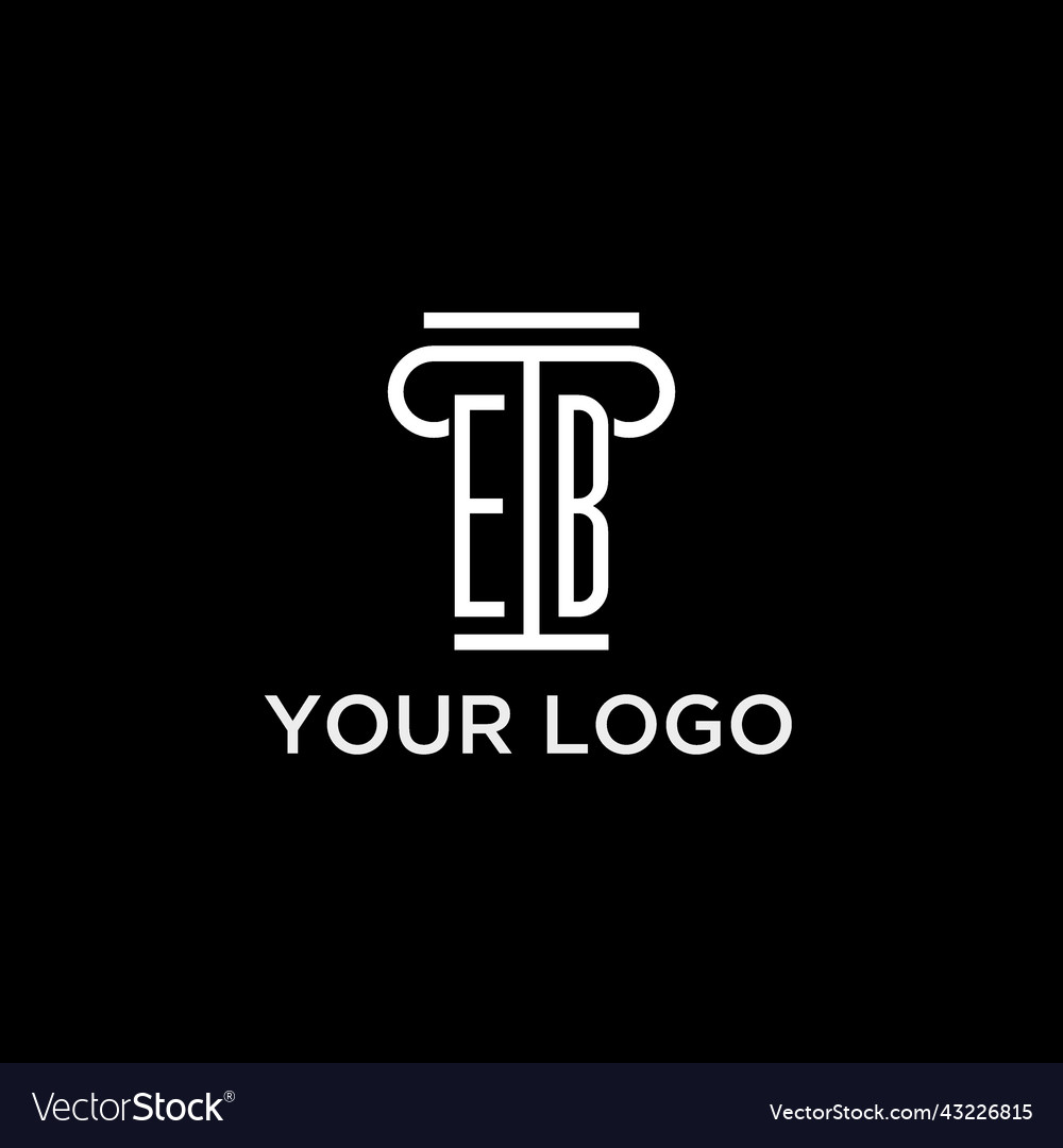 Monogram initial logo with pillar shape icon Vector Image Monogram initial logo with pillar shape icon