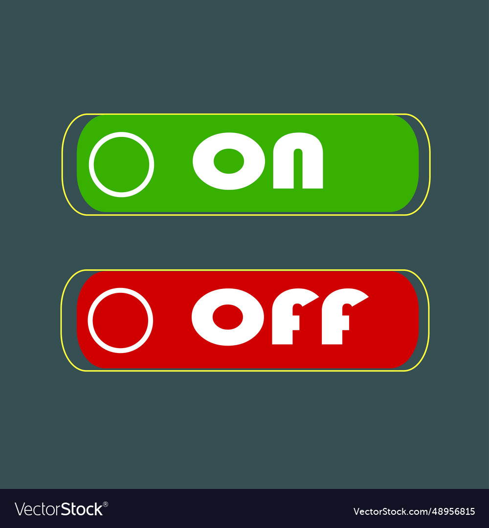 On and off toggle switch buttons with lettering Vector Image On and off toggle switch buttons with lettering