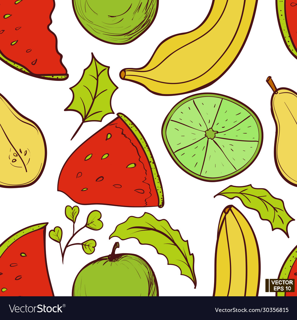 Seamless color pattern with fruits vector image Seamless color pattern with fruits
