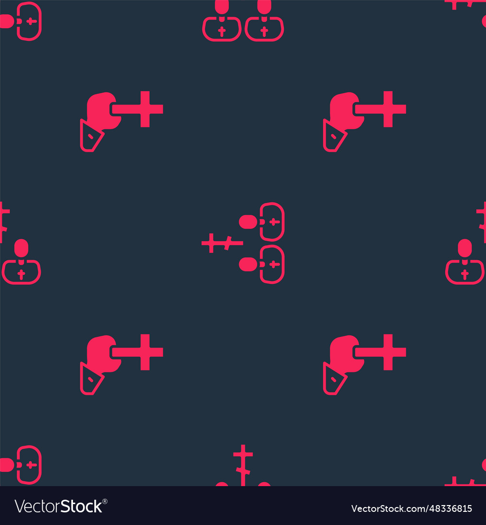 Set christian cross and priest on seamless pattern vector image Set christian cross and priest on seamless pattern