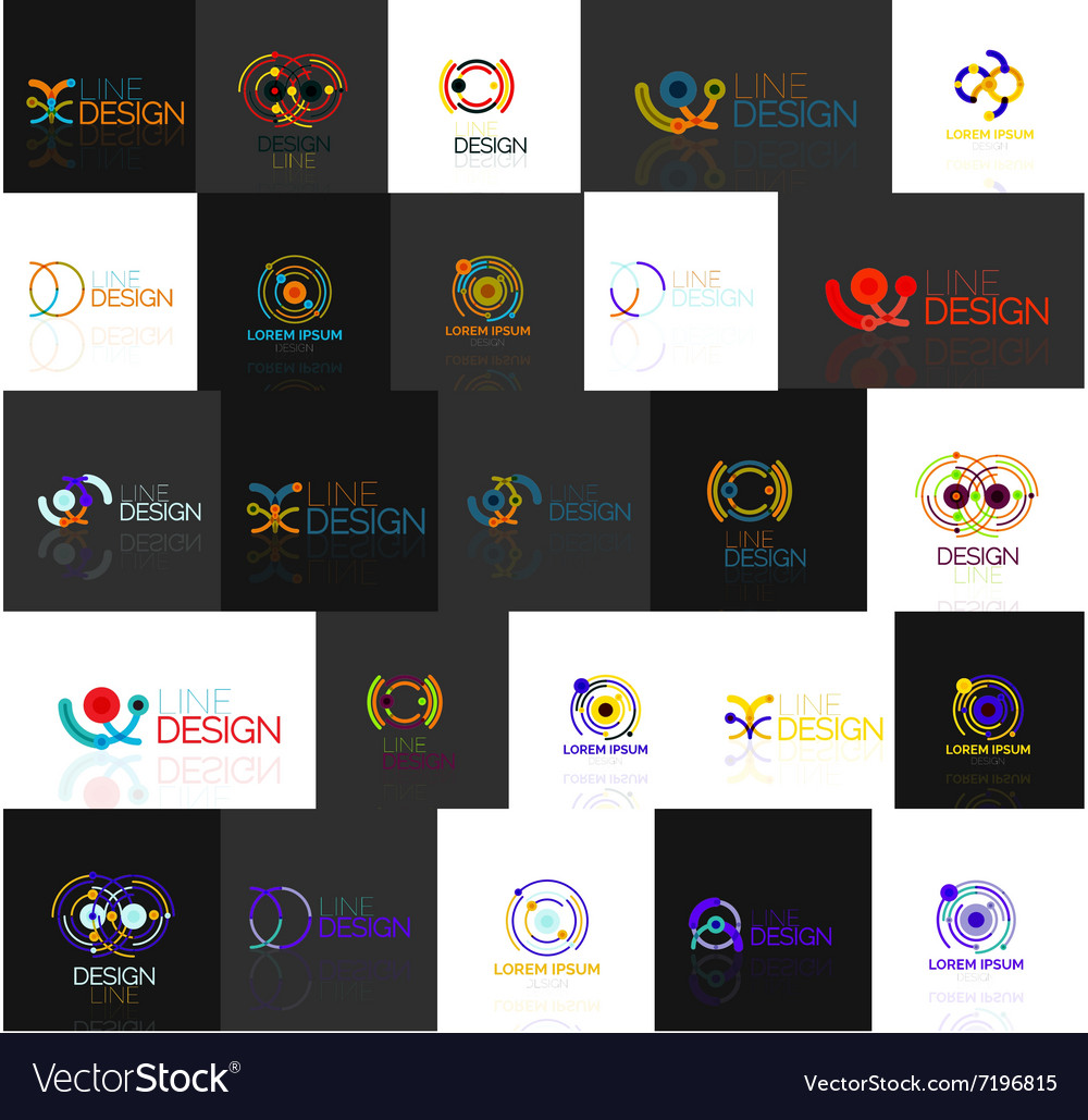 Set of linear abstract logos swirl circle