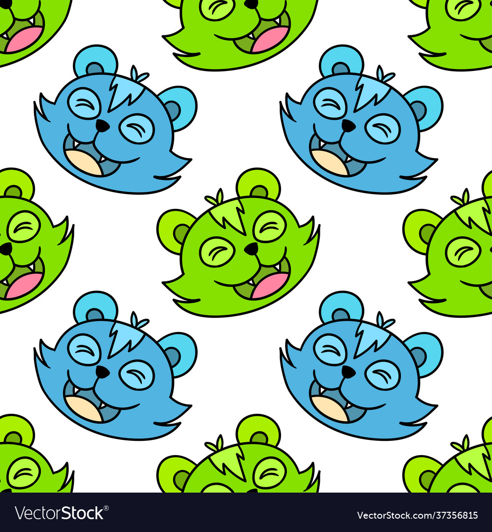 Smiling fox expression seamless pattern textile