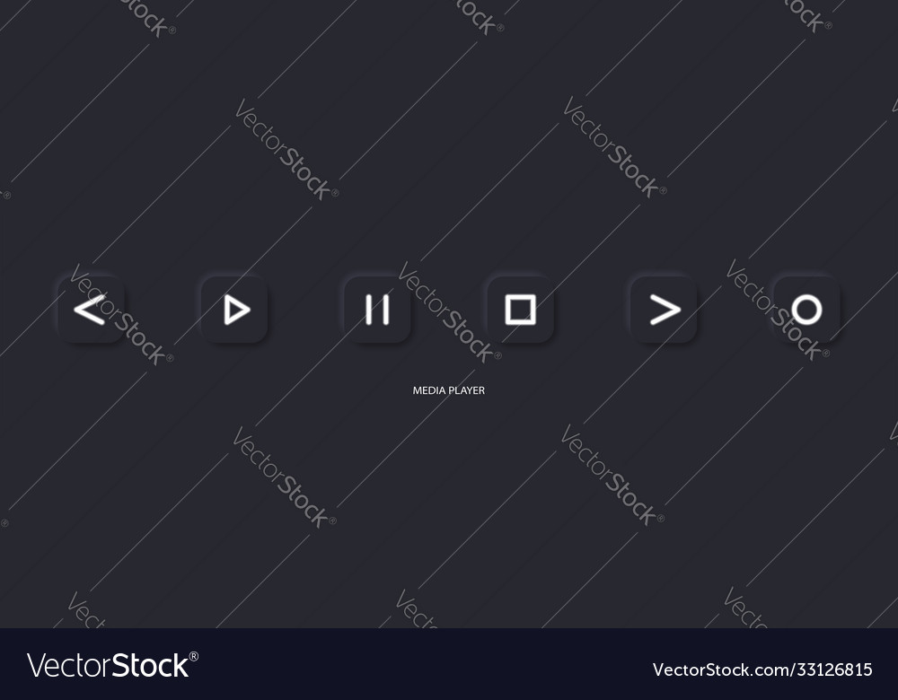 Touch buttons player black vector image Touch buttons player black