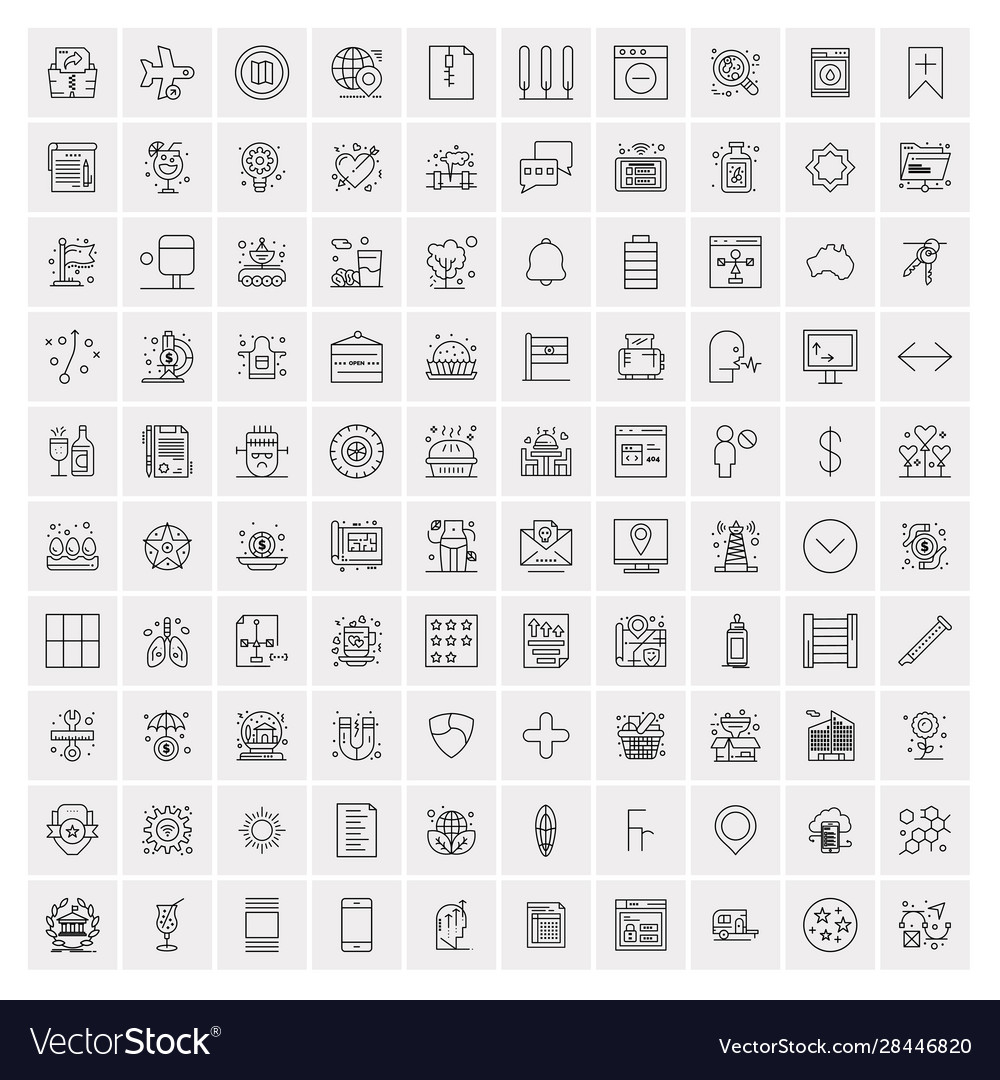 100 business icons for web and print material Vector Image 100 business icons for web and print material