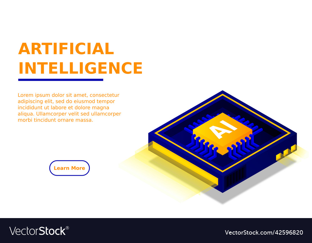 Artificial intelligence ai web banner isometric