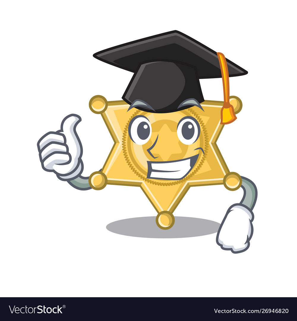 Graduation star badge police on a cartoon