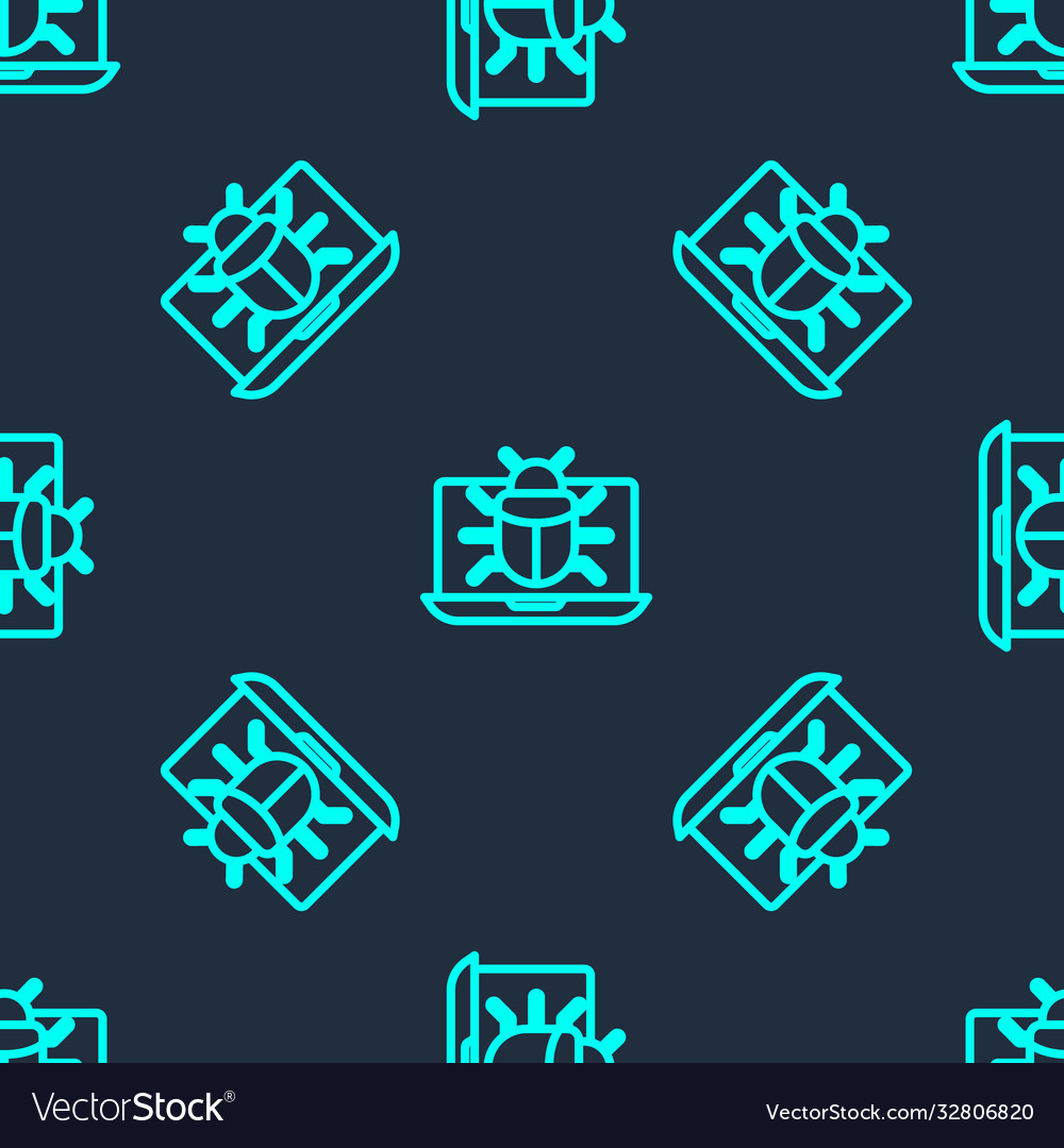 Green line system bug on monitor icon isolated