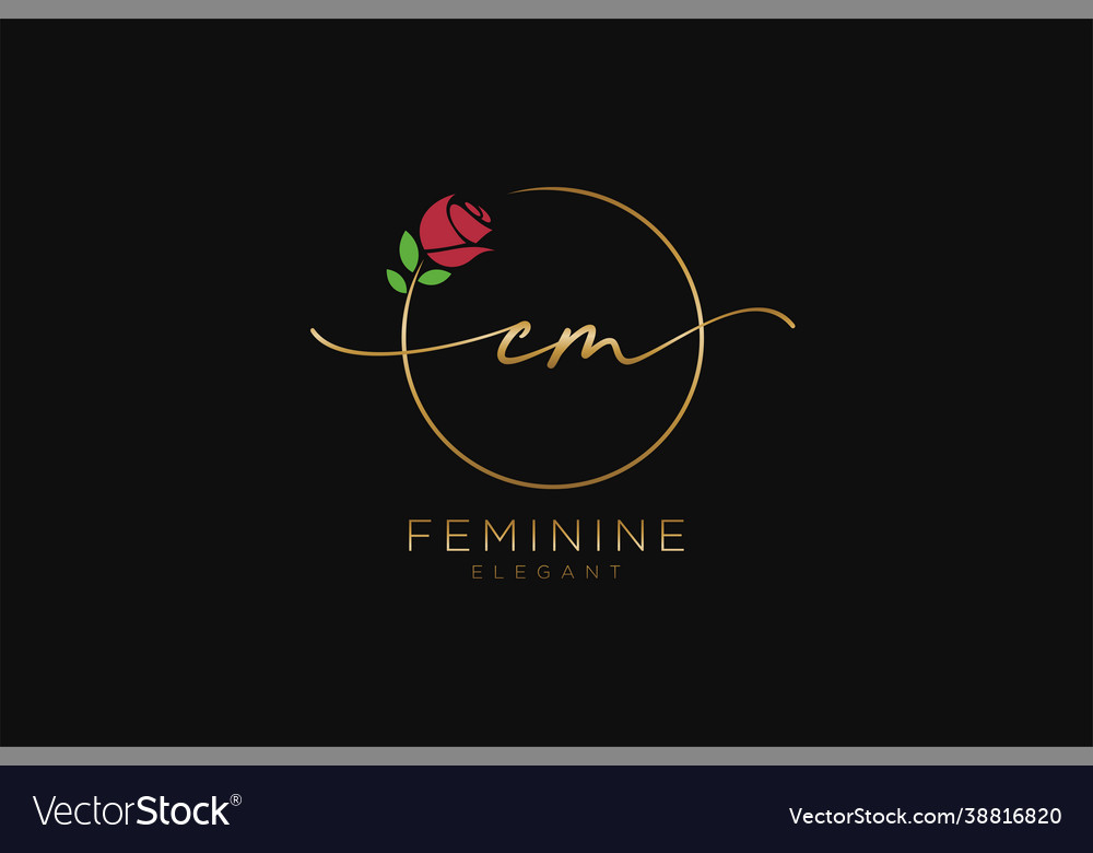 Initial cm feminine logo beauty monogram