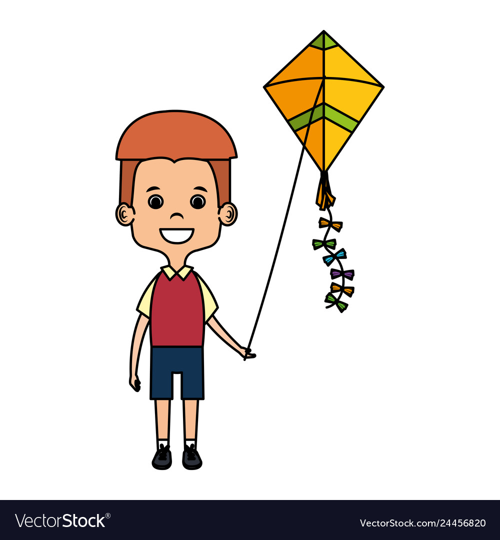 Little boy flying kite