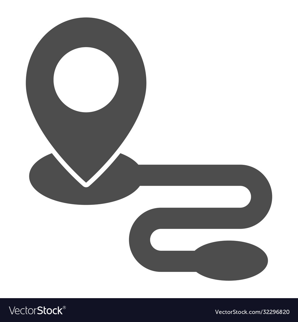 Location marker and route solid icon navigation vector image Location marker and route solid icon navigation