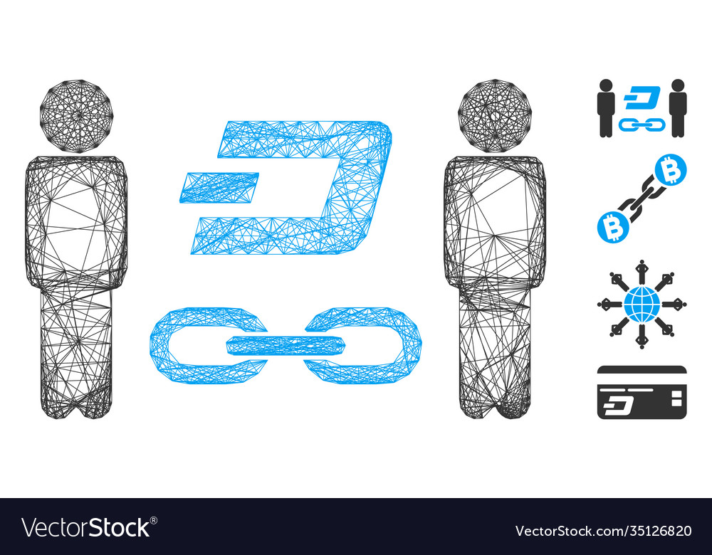 Network people dash blockchain mesh vector image Network people dash blockchain mesh