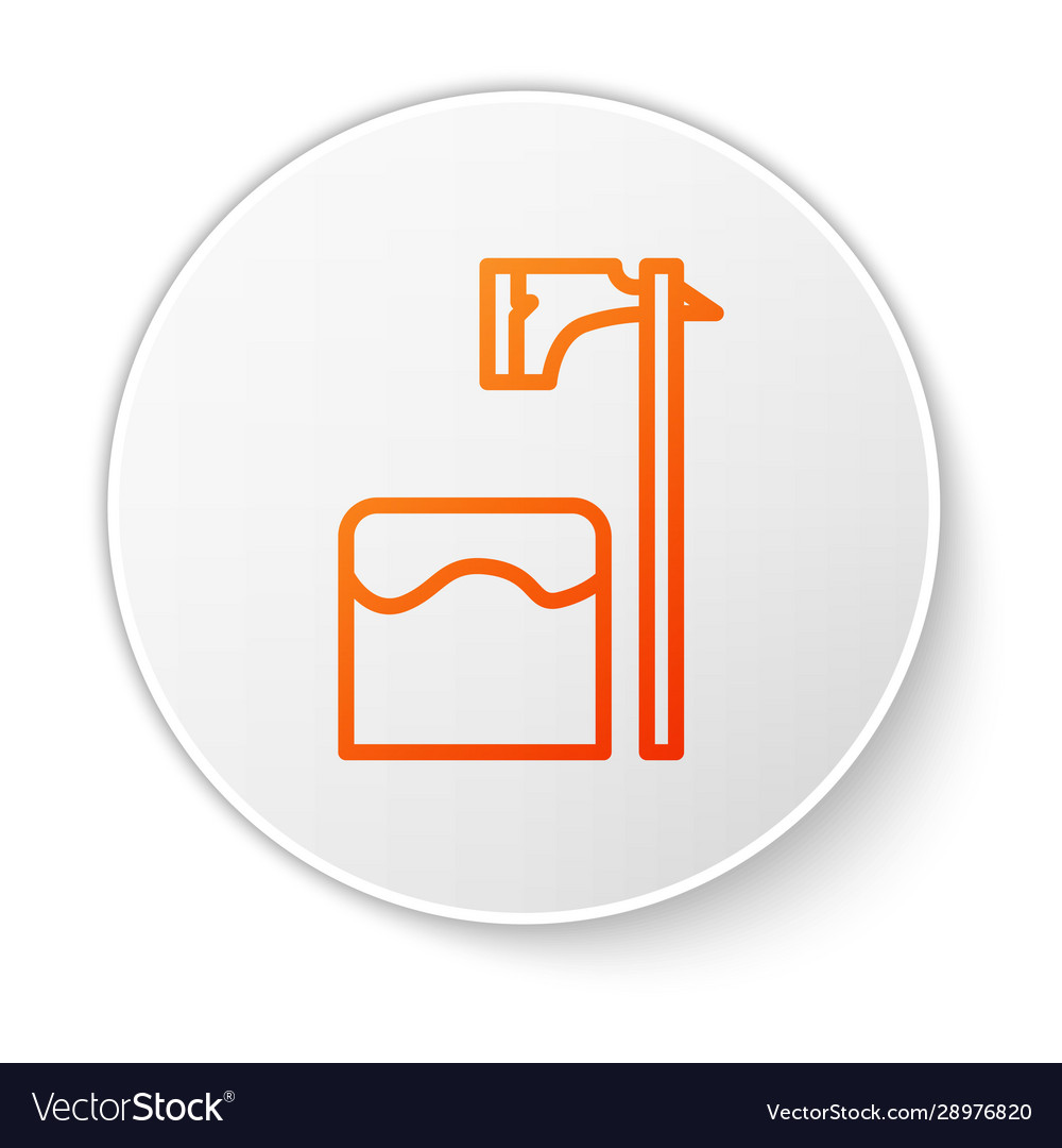 Orange line executioner axe in tree block icon vector image Orange line executioner axe in tree block icon