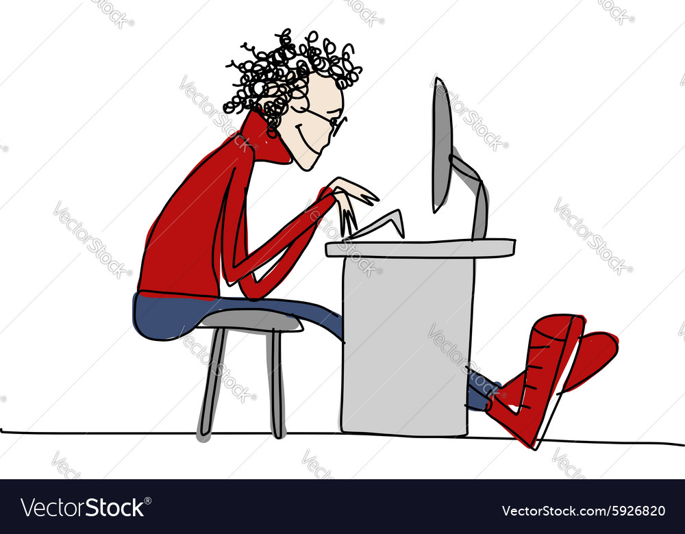 Programmer at work sketch for your design