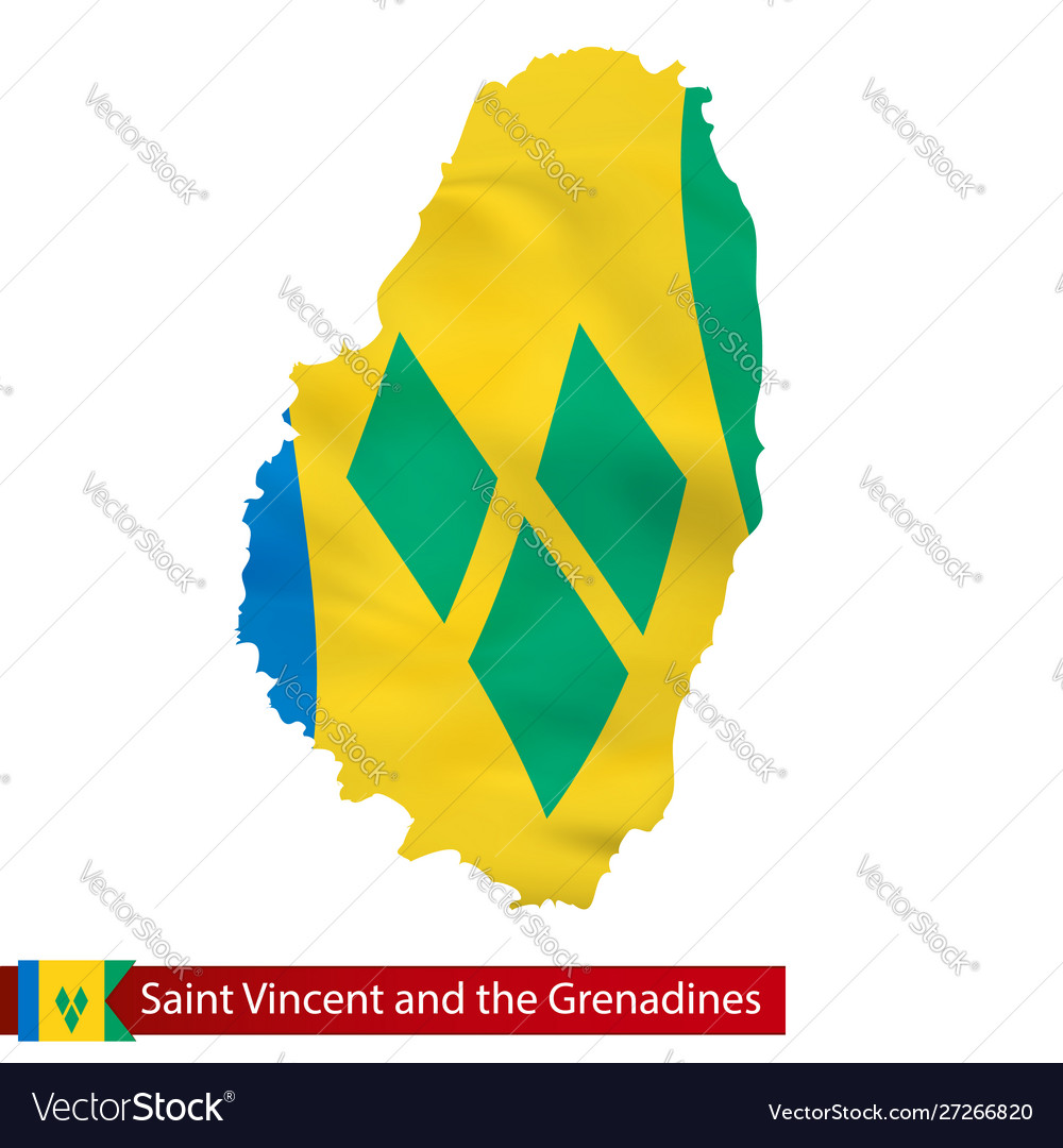 Saint vincent and grenadines map with waving