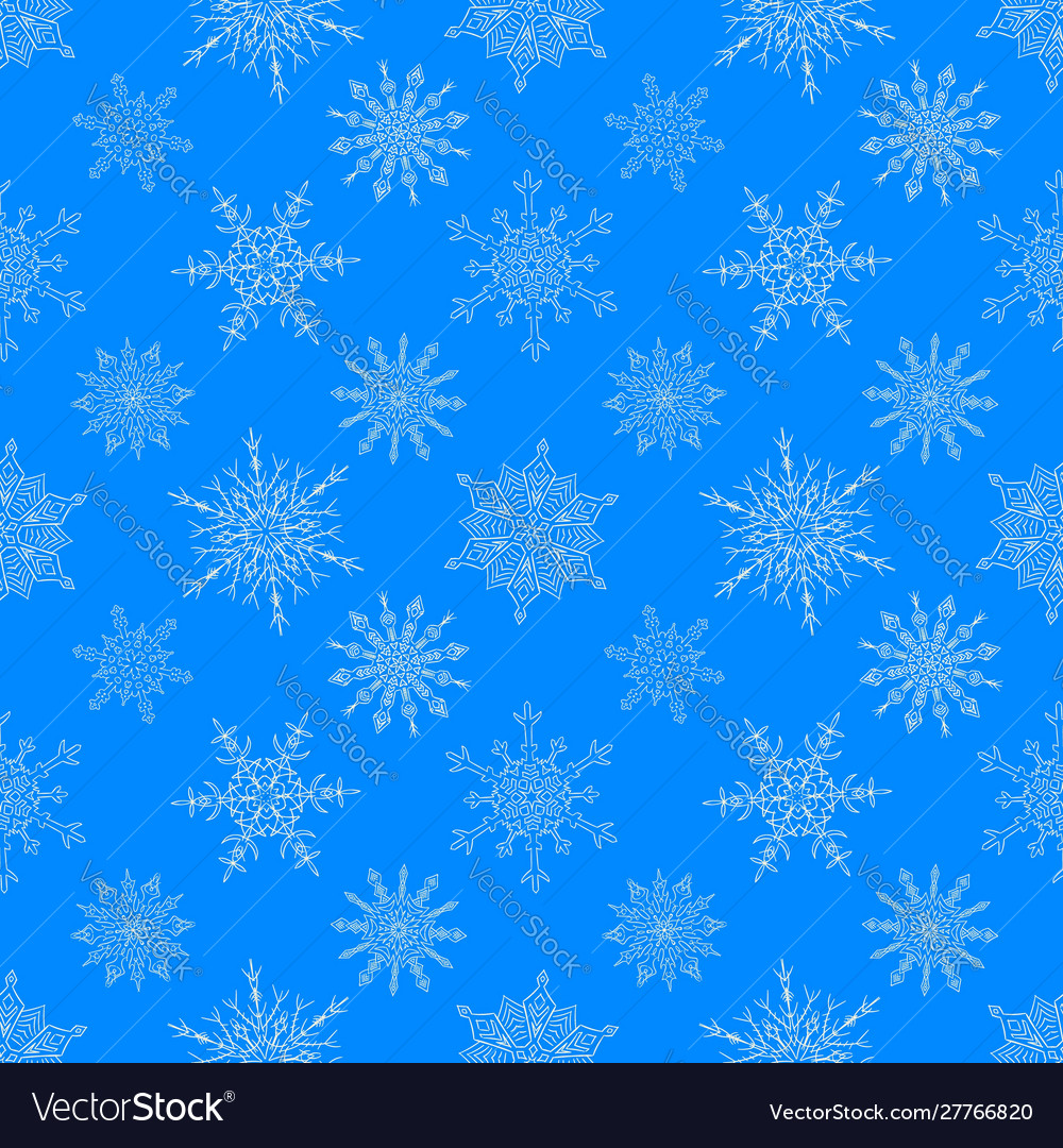 Seamless christmas blue pattern with drawn