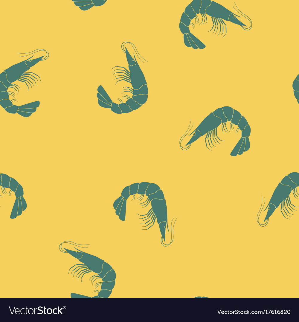 Seamless pattern with prawns