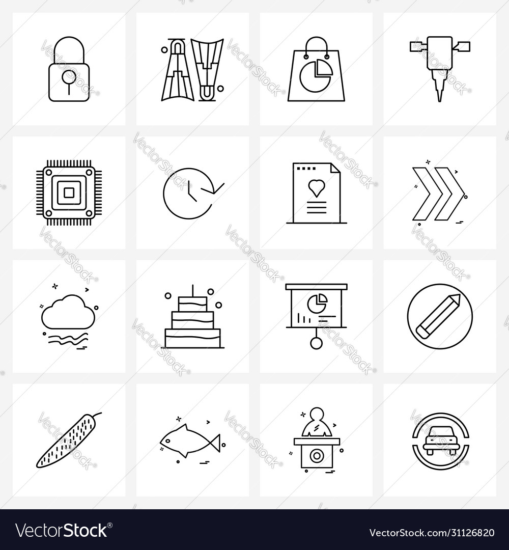 Set 16 ui icons and symbols for processor ic