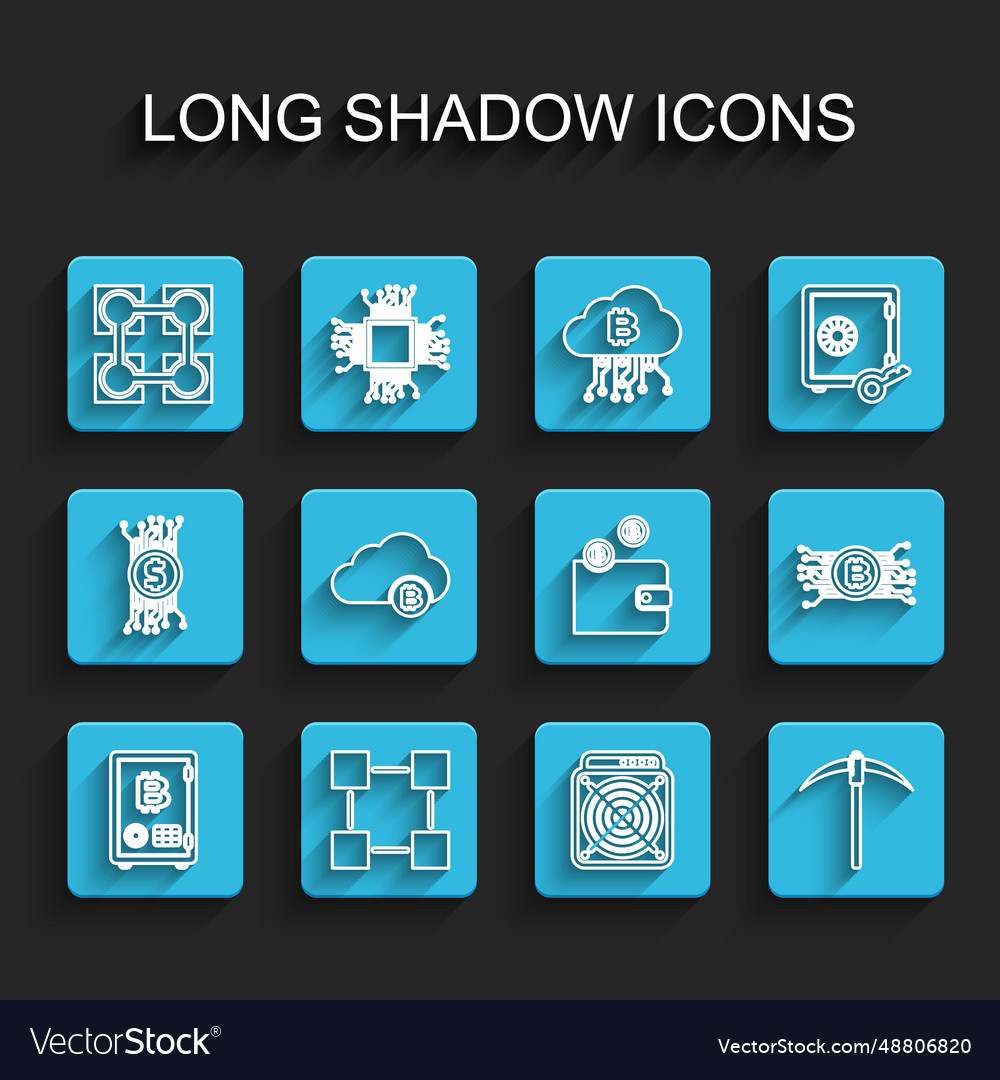 Set line proof of stake blockchain technology vector image Set line proof of stake blockchain technology