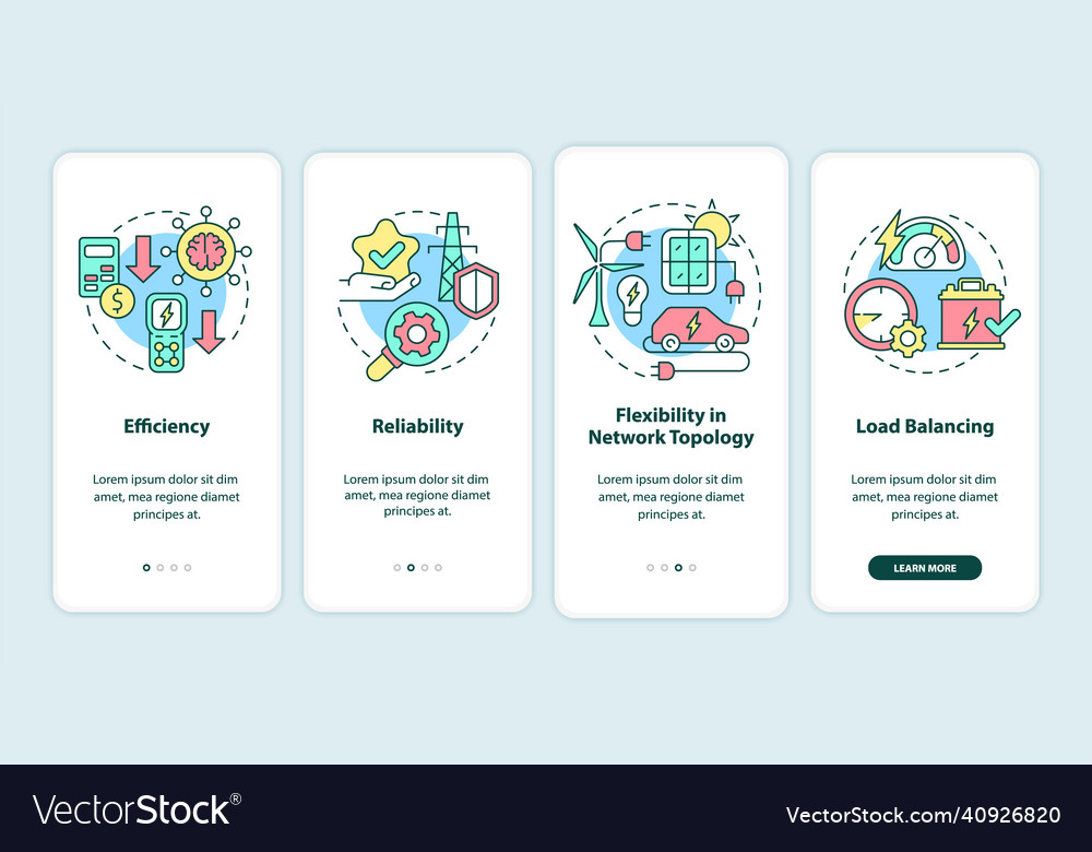 Smart grid features onboarding mobile app screen