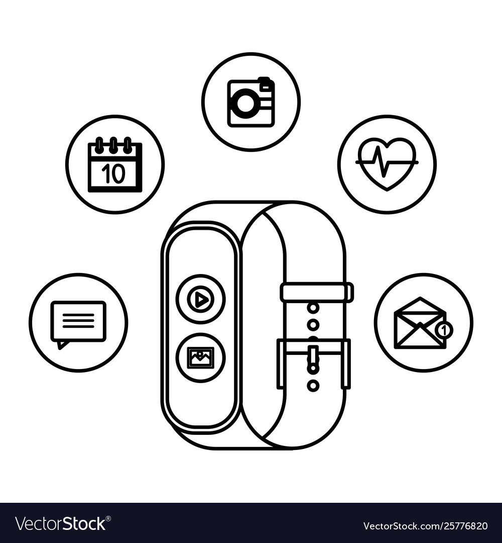 Smartwatch with media player button and picture vector image Smartwatch with media player button and picture