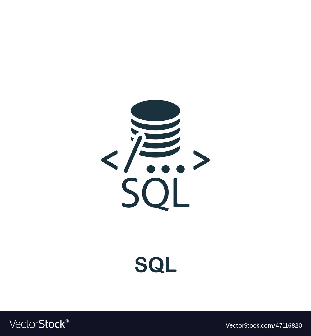 Sql icon monochrome simple sign from data Vector Image