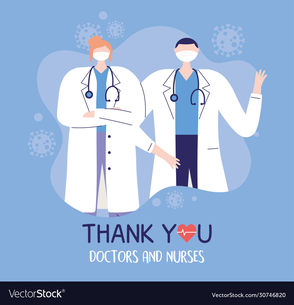 Thank You Doctors And Nurses Physicians Royalty Free Vector