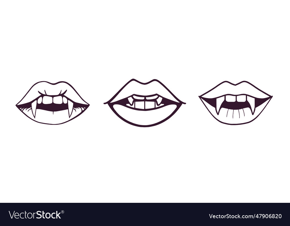 Vampire Lips Outline Royalty Free Vector Image