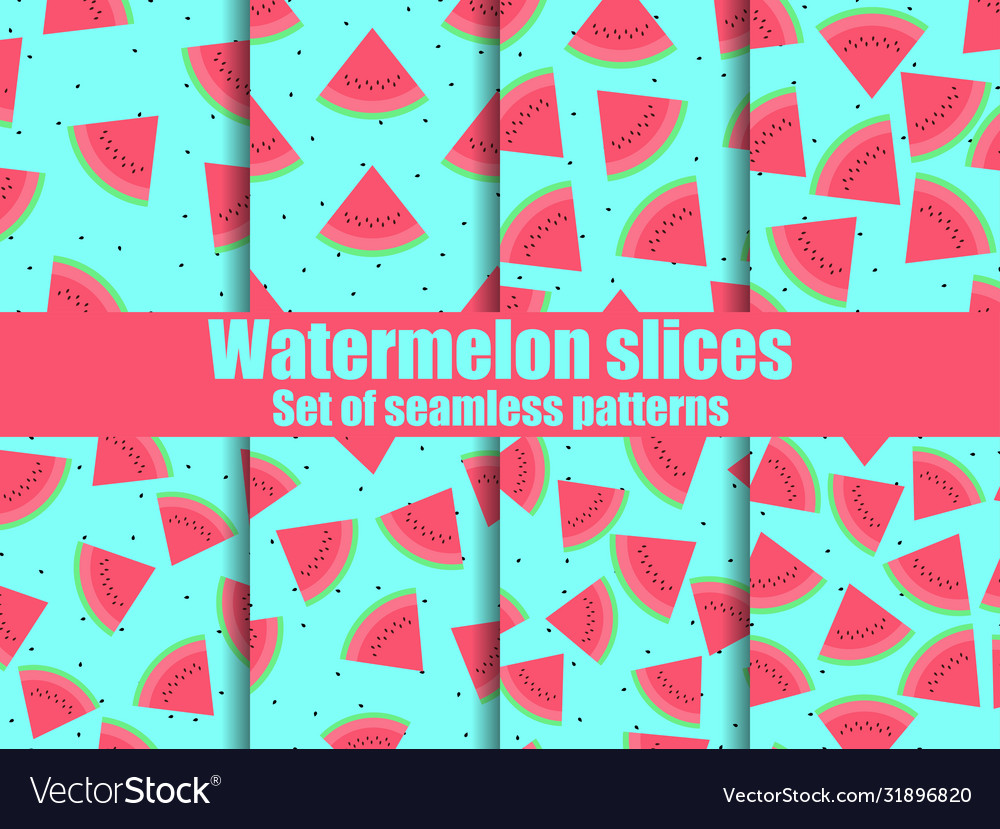 Watermelon set seamless pattern triangular vector image Watermelon set seamless pattern triangular