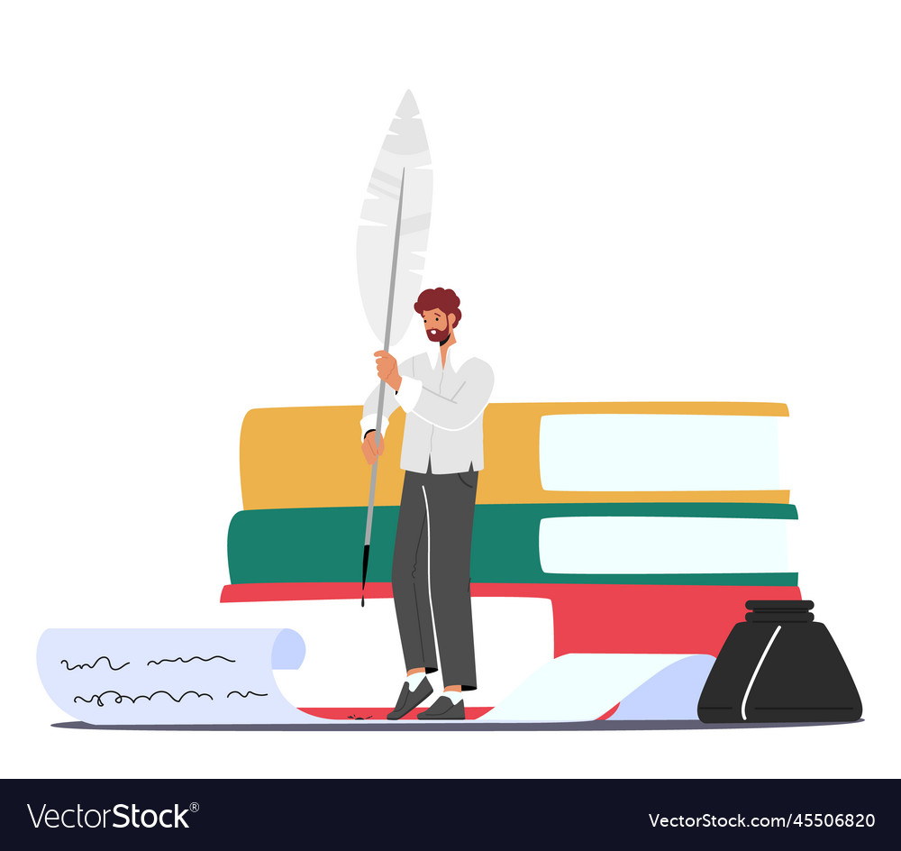 Writer editor male character writing text