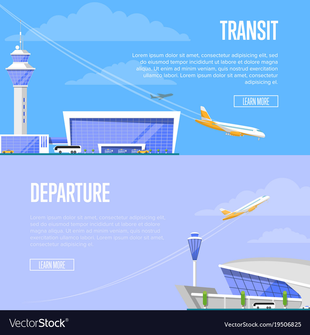 Aircraft transit and airport departure flyers Vector Image