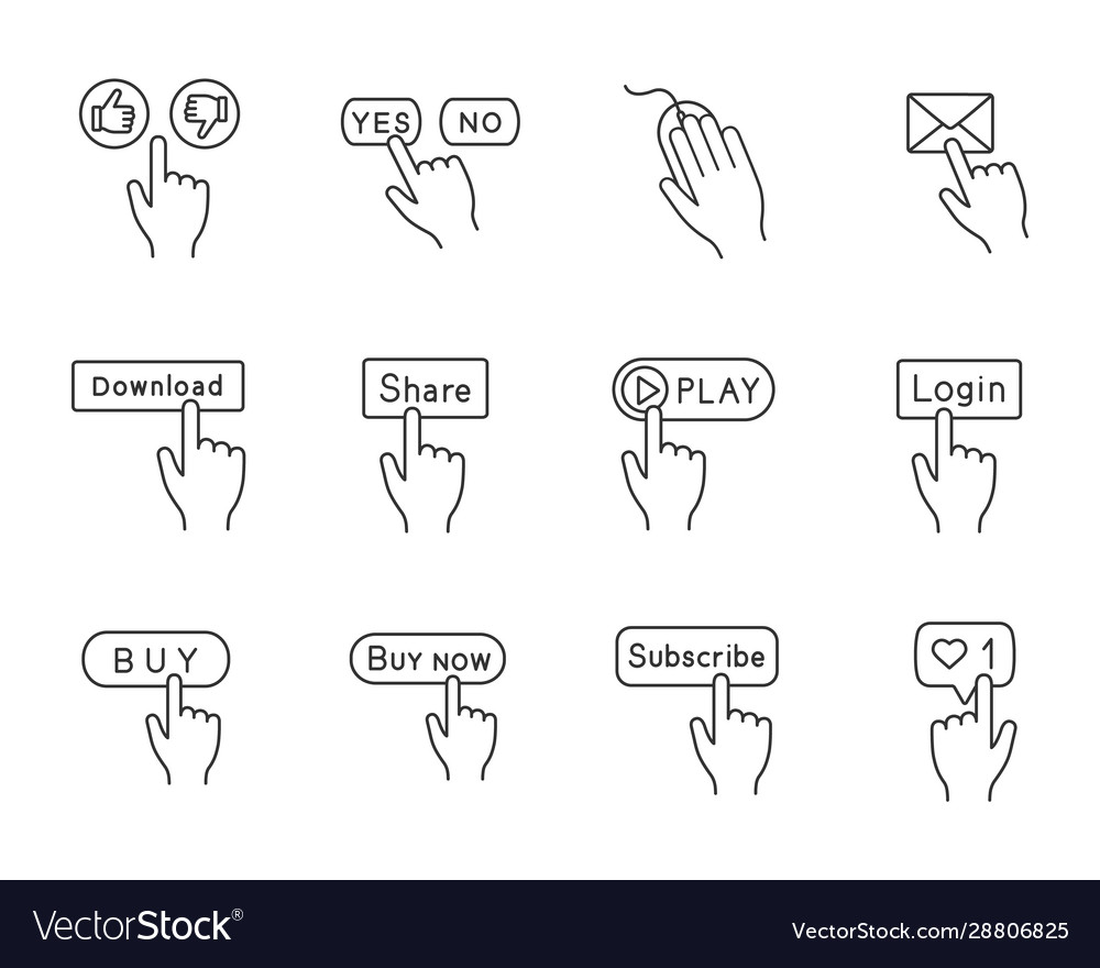 App buttons linear icons set Vector Image App buttons linear icons set