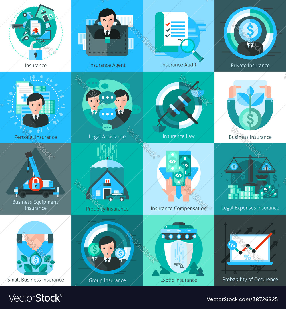 Business insurance icons set Royalty Free Vector Image