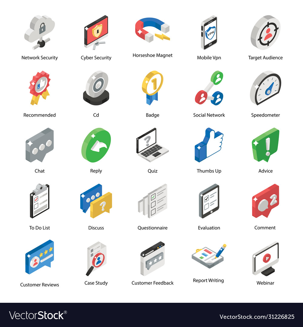 Communication and traffic encryption isometric Vector Image