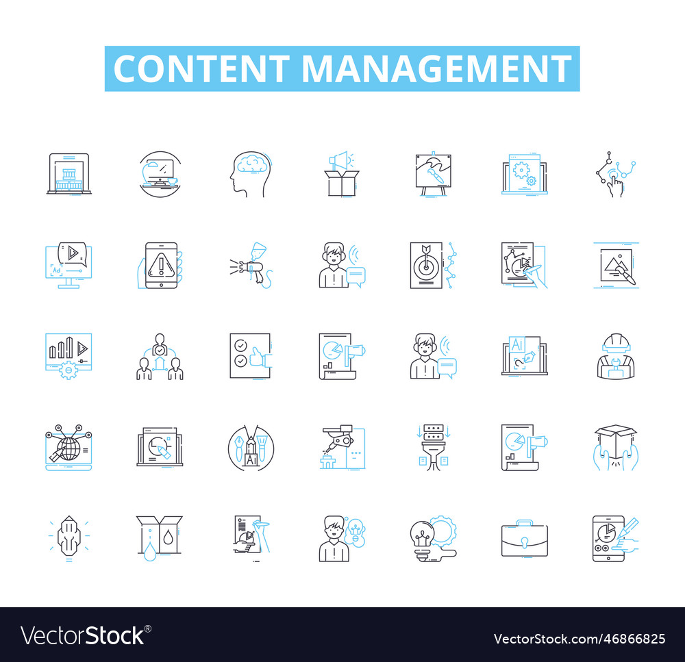 Content management linear icons set organization