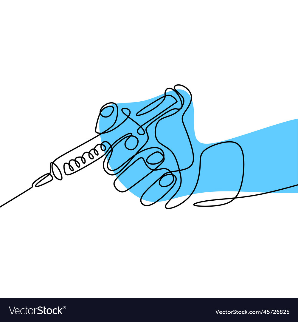 Continuous line drawing of injecting symbols thin